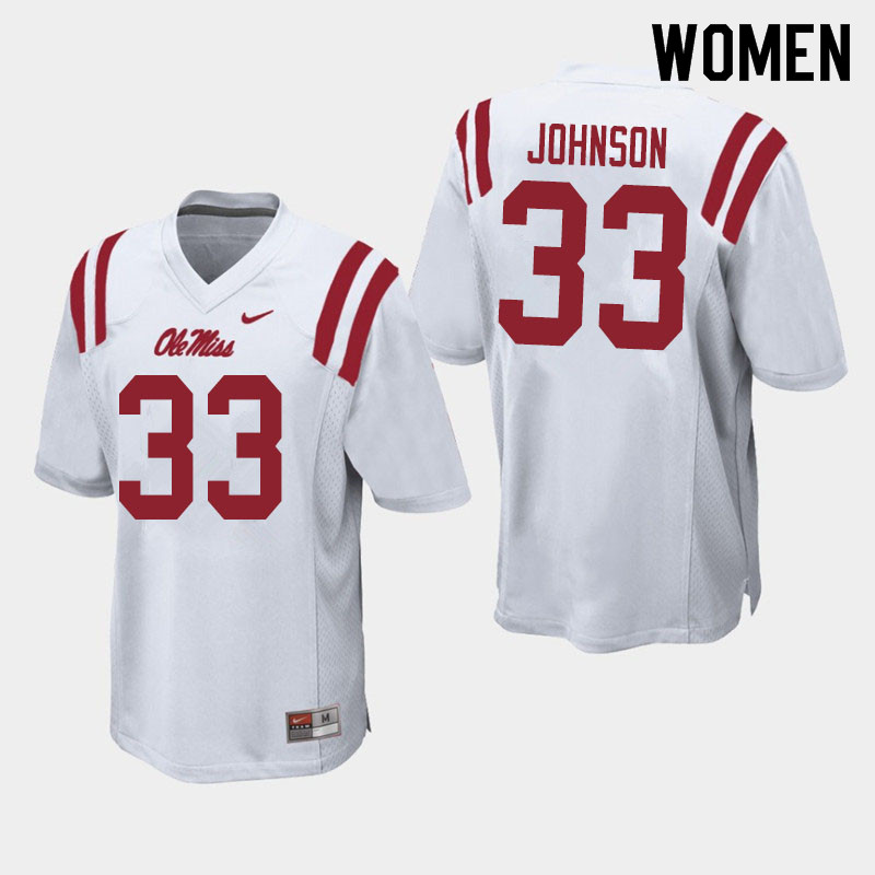 Women #33 Cedric Johnson Ole Miss Rebels College Football Jerseys Sale-White